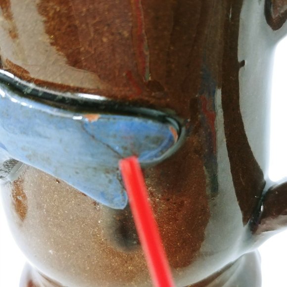 Mugs Pottery Bluebirds Artisan Handmade Signed Dated Set of 2 Different Sizes - Picture 8 of 8